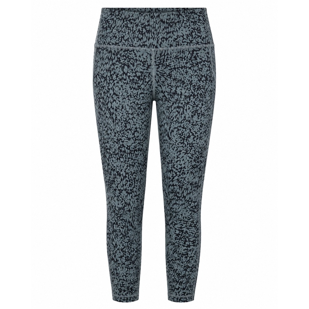 Athleta 2X High Rise Cropped Leggings Gray Black Print‎ Side Pocket Yoga